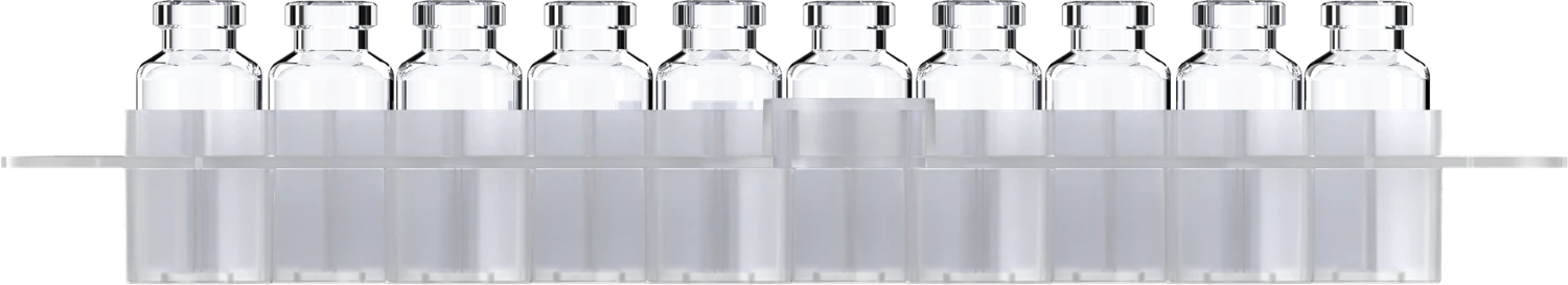 KAISHA Pharma 25R to 30R sterile glass vials in a ready-to-use nest