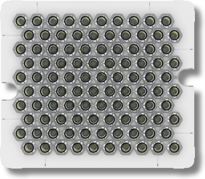 KAISHA Pharma sterile cartridges in a honeycomb tray presentation